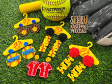 Load image into Gallery viewer, SC_Softball Jersey With Ball Hanger Earrings