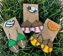 Load image into Gallery viewer, WHOLESALE: "SPLIT" CIRCLE SPORTS BALL EARRINGS
