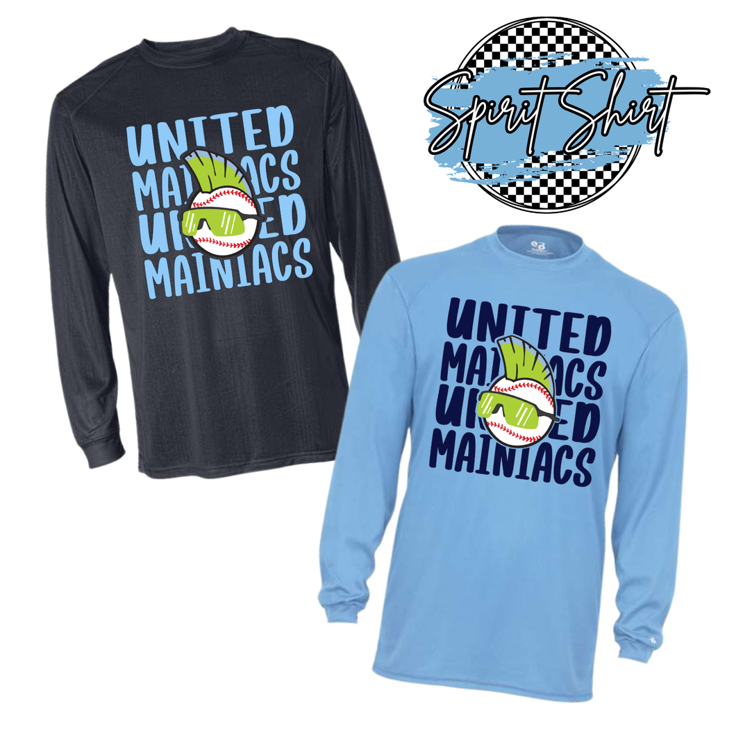 MAINIAC SPIRIT SHIRT:UNITED / MAINIACS STACKED LETTERS