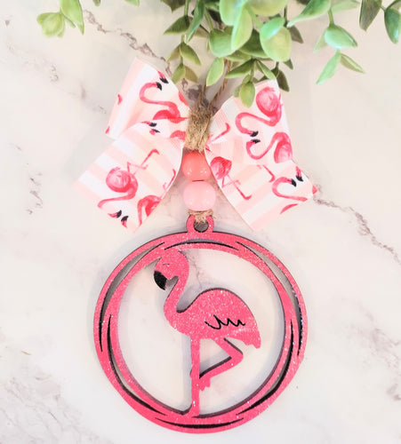 WHOLESALE: FLAMINGO GLITTER CAR CHARM