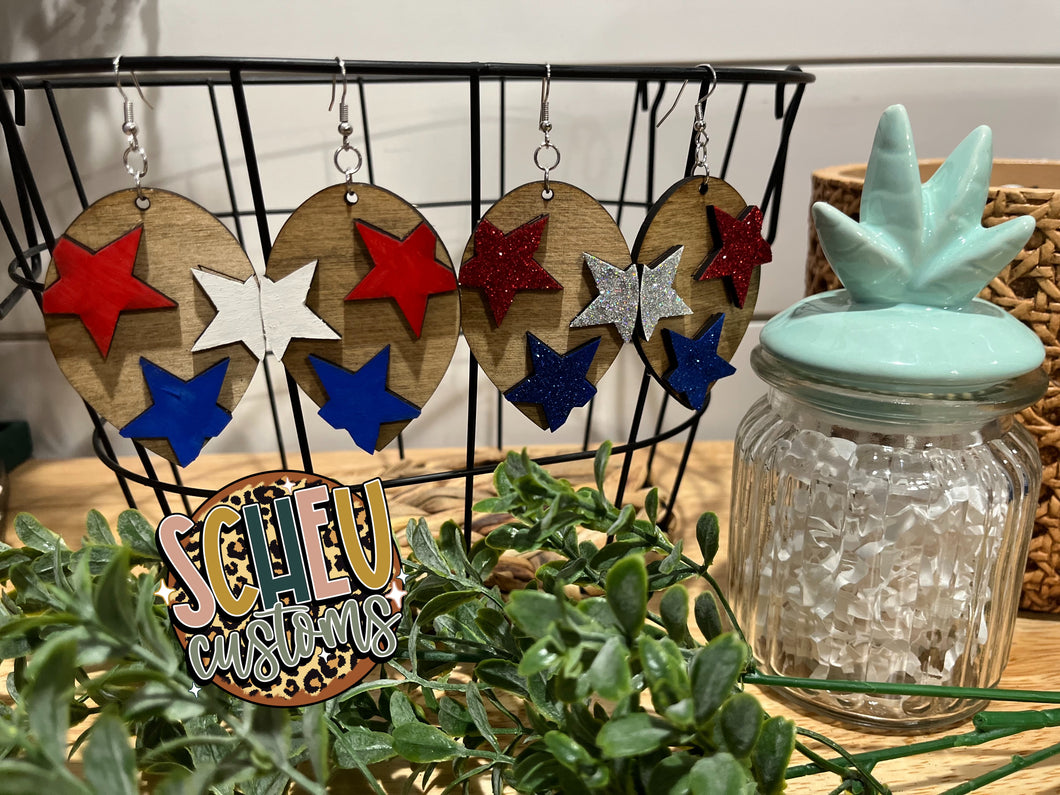 Red White and Blue Stars Dangles